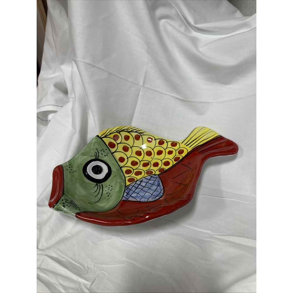 Vietri Desuir Handpainted‎ Fish Hanging Wall Plaque Plate Bowl Italian Stamped